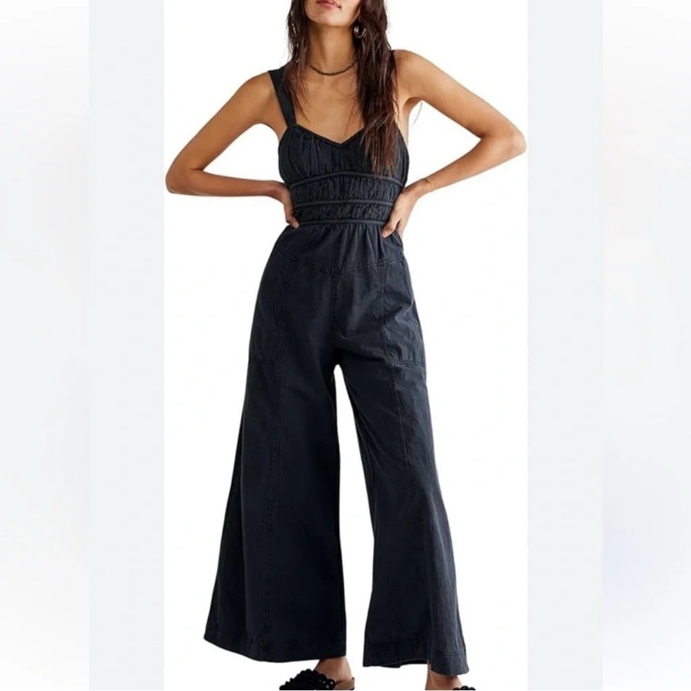 AFTER ALL Free People Ruched Wide Leg One Piece Jump Suit